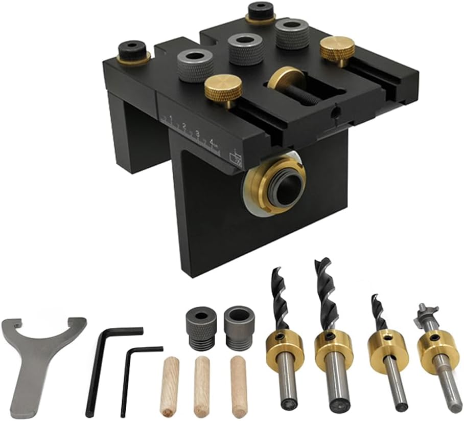 3-in-1 Woodworking Doweling Jig Kit with Positioning Clip Adjustable Drilling Puncher Locator Carpentry s