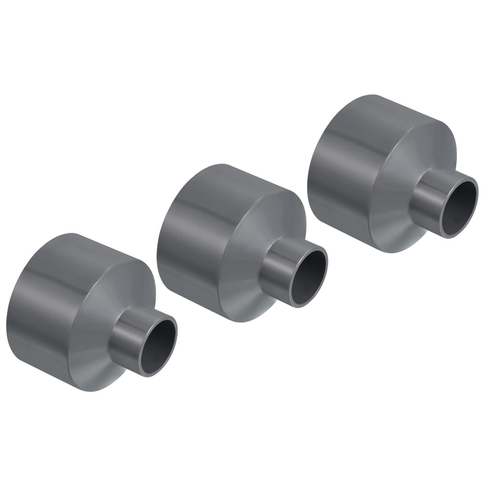 PATIKIL PVC Reductor Tubo Montaje 50x32mm, 3 Paquete Recto Acoplamiento Adaptador Conector, Gris — view 51