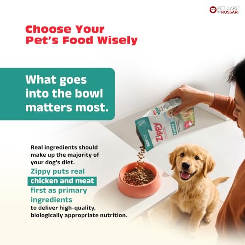 Image of Zippy Puppy Dry Dog Food - 10 Kg, Real Chicken & Vegetables, Nutritionally Balanced Dog Food for All Breeds, with Vitamins, Minerals, Probiotics & Salmon Oil