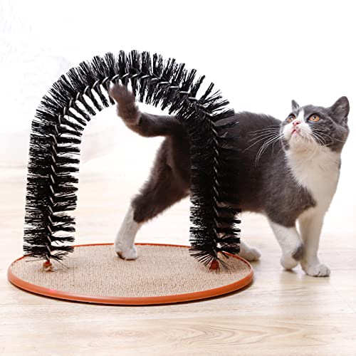 Brosse auto-toilettage chat avec arc de massage et grattoir à poils