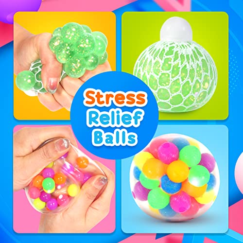 Klt 18 Pack Stress Balls For Adults And Kids: Squishy Ball Fidget Toys, Stress Relief Balls For Autism, Stress Toys Squeeze Balls, Anxiety-Relief, Sensory Toys For Autistic Children, Party Favors #TOP4