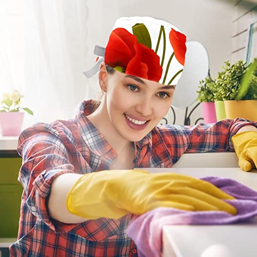 Chapeaux bouffants à fleurs de coquelicot avec bandeau absorbant et taille réglable