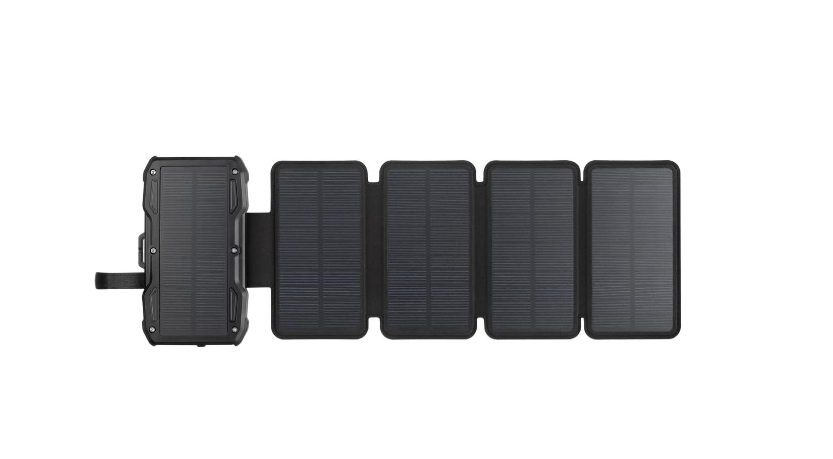 Power Bank solaire 10 000 mAh avec 5 panneaux pliables, charge sans fil 15 W, USB-C et USB-A, panneau solaire 8 W, écran LCD, lampe de poche, IP54, noir