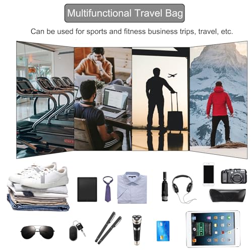 Full-grain Leather Garment Bag Large Capacity Travel Bag Business Suit Carrier Bag with Shoe Compartment, Overnight Gym Sports Duffel Bags for Men Women, Coffee 5