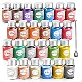 Epoxy Resin Dye- 25 Color Mica Powder - Pigment Powder for Bath Bomb,Soap Making Colorant, Resin Dye, Eye Shadow, Blush, Nail Art, Resin Jewelry, Craft Projects(0.35 oz Each Color)