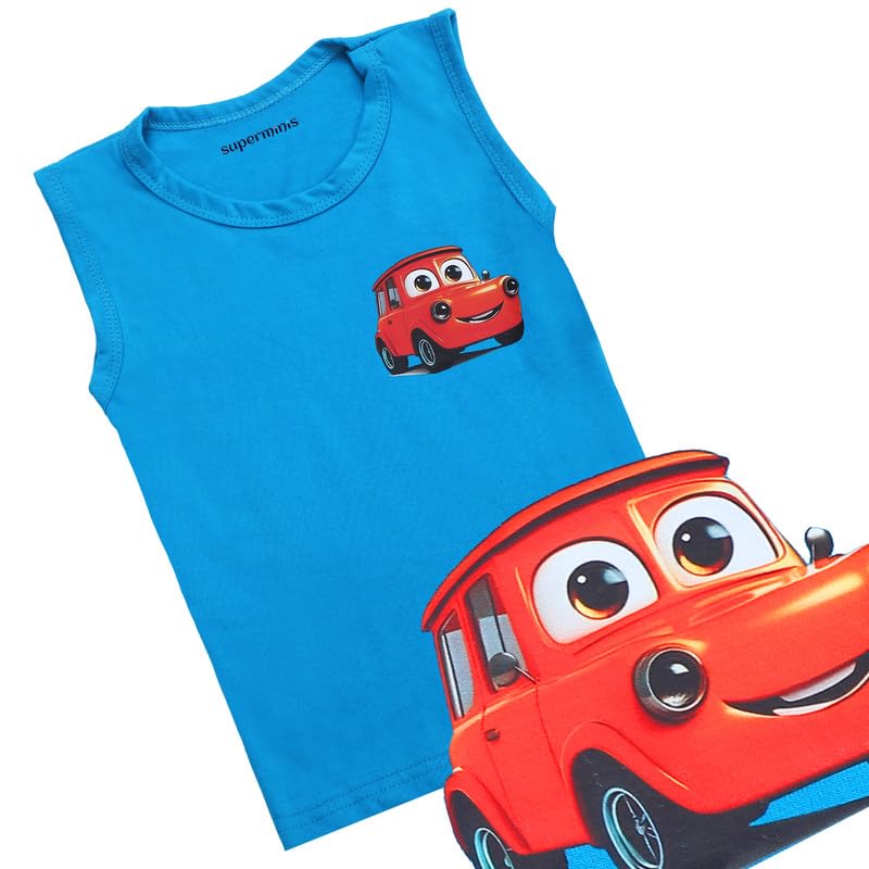 Image of superminis Cotton Vests /Baniyan /Inner Wear - Regular Fit, Sleeveless, Printed Sandos for Girls, Boys and Kids