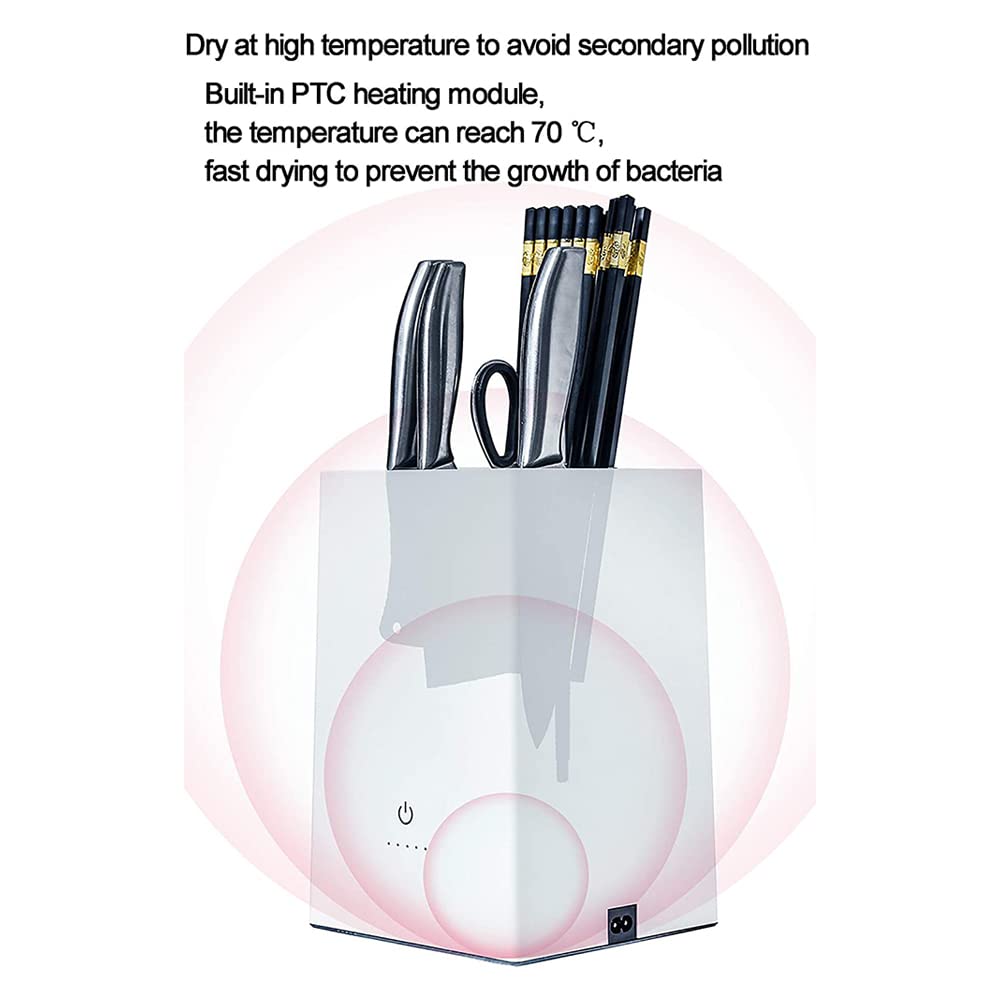 Sterilizzatore a blocchi UV con asciugatura ad aria calda, igienizza lame e posate, indicatore LED, design ABS facile pulito, mantiene gli strumenti da cucina igienici e asciutti per un uso quotidiano