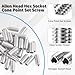 FOCMKEAS 50 Pcs M3×12mm 304 Stainless Steel Allen Head Hex Socket Cone Point Set Screws,Allen Head Set Screws with Hex Key for Home Maintenance, Precision Instruments, and Industrial Equipment