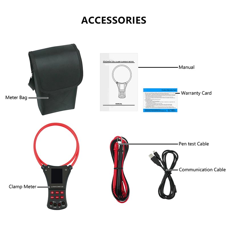 Medidor de Pinza Amperimétrica Flexible para Corriente Alta de AC 10000A, Voltaje AC 750V y DC 1000V, Resistencia 2kΩ con Prueba de Continuidad y Puerto USB miniatura 7