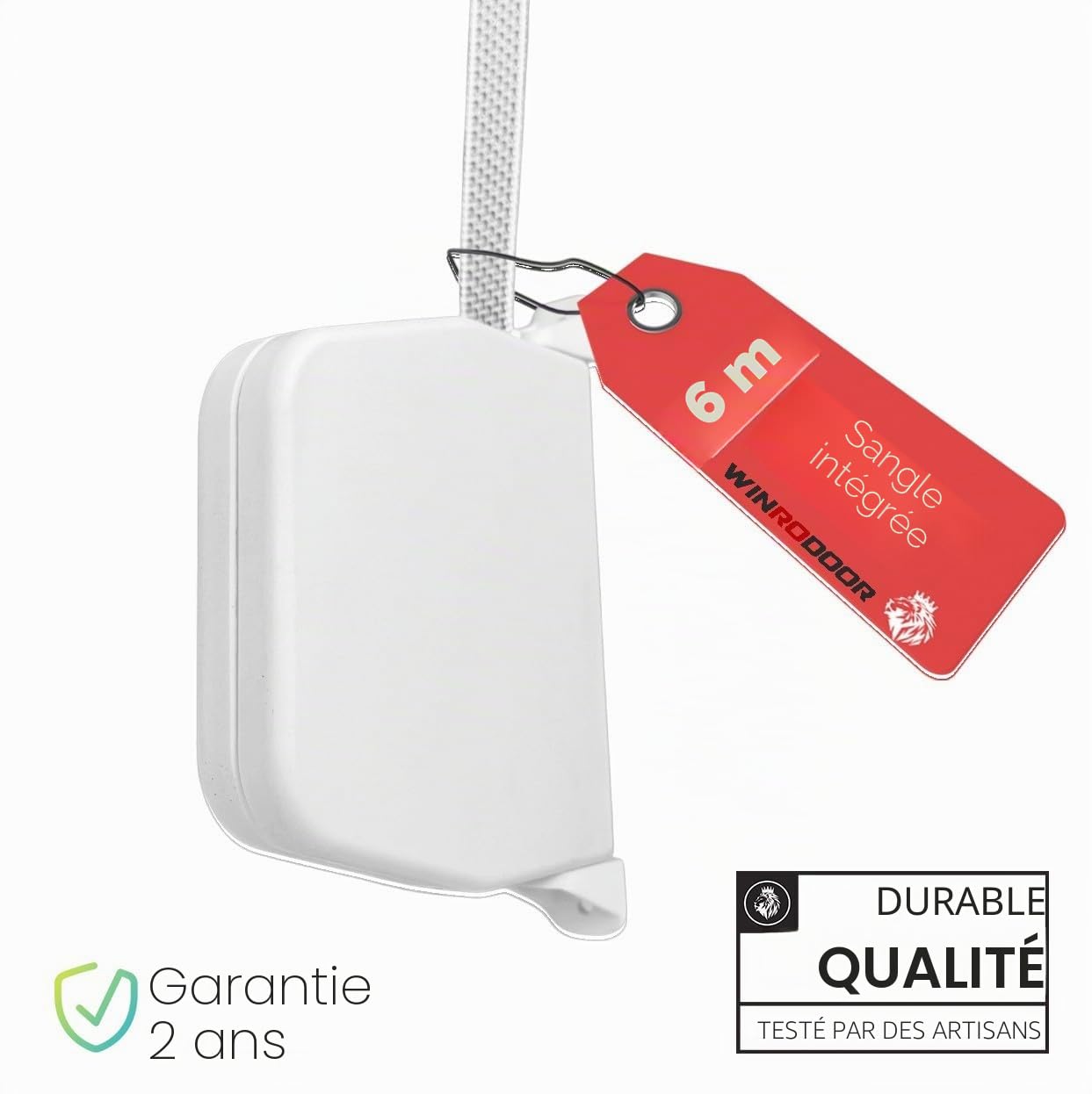 Lot de 4 enrouleurs de sangle de volet roulant, montage en saillie, avec sangle pré-montée, mini enrouleur de sangle de 15 mm, pivotant à 180°, espacement des trous 155 mm, blanc, fabriqué