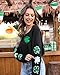 St. Patrick's Women's Lucky Long Sleeve Clover Graphic Crew Neck Shirt Chic Crop Top S