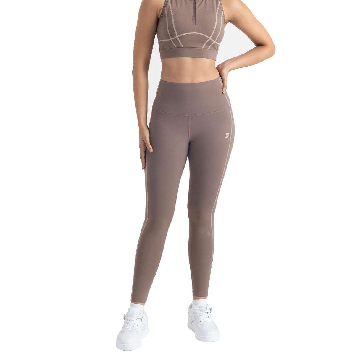 hunnit 7/8 Leggings for Women | High Rise Leggings for Gym | Breathable Sweat Wicking Fabric | Squat Proof Workout Leggings | 4 Way Stretch Leggings | Contrast Detailing-picture-33