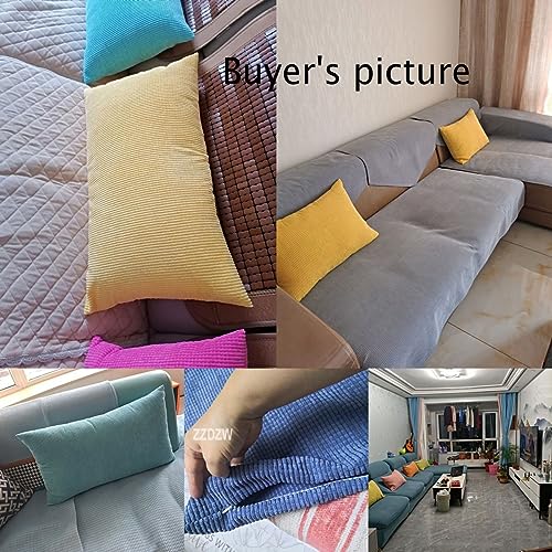 ZZDZW Stretch Throw Pillow Cases Rectangular,Extra Large Decorative Cushion Covers Cover,Corduroy Cushion Slipcover With Zipper Pillowcases For Sofa Couch Living Room(Brown,60x80 cm) - Image 5