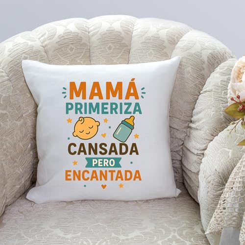 Coussin Mamá Primeriza Cansada Mugffins 40x40 en polyester doux