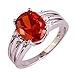Psiroy 925 Sterling Silver Plated Oval Shaped Simulated Garnet Ring Size 7