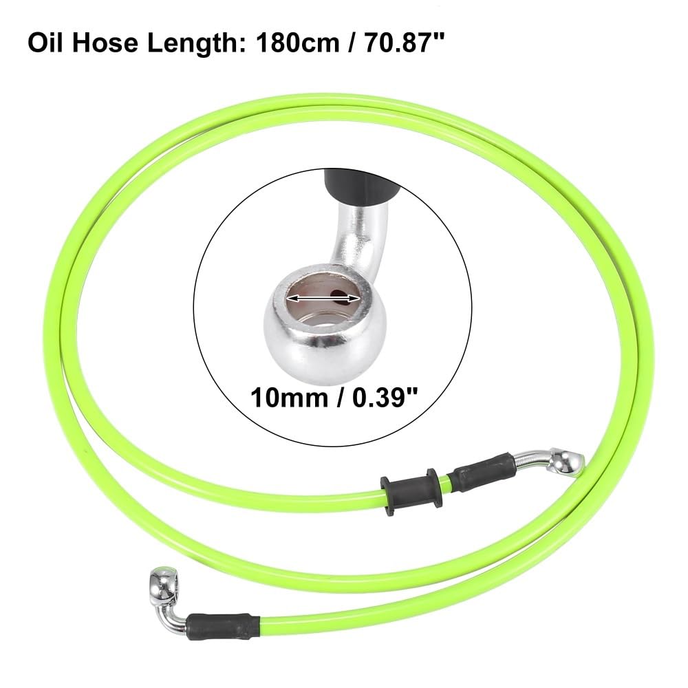 DAVBIR Moto Tubo Freno Tubo Flessibile Intrecciato Idraulico in Acciaio Inossidabile Rinforzato Verde per Moto da 40 Cm Tubo Flessibile Universale per Olio Frizione Freno(180cm)