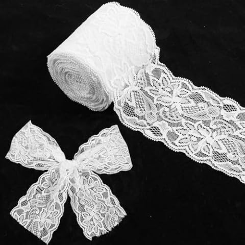 Tucnoeu 10 Yard White Floral Crochet Lace Ribbon Cover