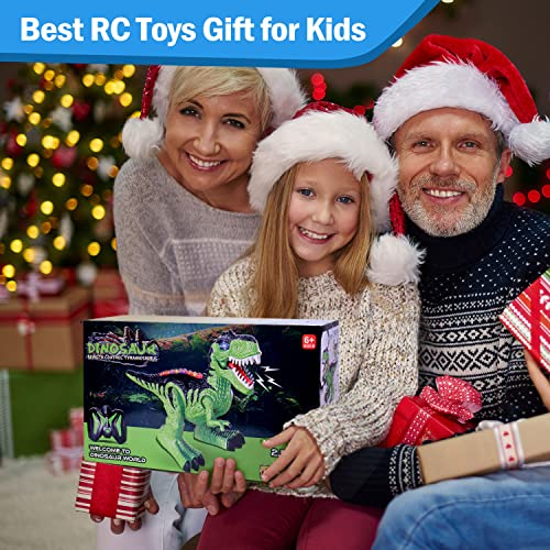 Bfuntoys Remote Control Dinosaur T-Rex Dinosaur Toys For Kids 3-5, 4-7, 8 Channels 2.4Ghz Rc Tyrannosaurus Walking Dinosaur Robot For Boys & Girls, 360° Rotation Stunt, Vivid Lights, Roar, 2 Batteries #TOP4