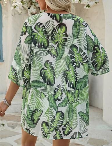Image of Chunoy Women Floral Beach Wear Cover Up Chiffon Kimono Cardigan Open Front Blouse Top