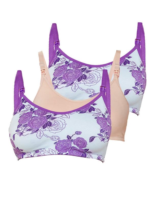 Image of Inner Sense Organic Cotton Bamboo Nursing Bra for Women I Non Padded Feeding Bra with Keyhole Back Design I Wire Free Maternity Innerwear with Full Coverage