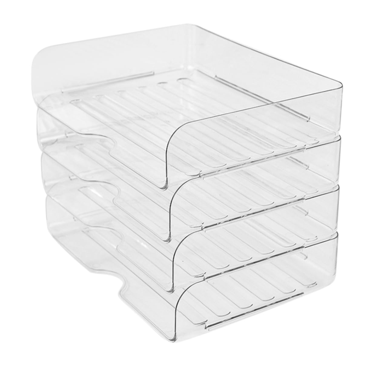 HOMSFOU Bandeja Organizadora de Papel de Escritorio Apilable 4 Uds Pet | Organizador de Papeleo para Oficina y Hogar, Diseño Elegante, Uso del Espacio