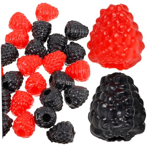 TOGEVAL 40 Piezas Frambuesas Artificiales Decorativas Realistas para Decoración Hogar y Fotografía Modelos de Frutas de Negro y Rojo Adornos para Mesa y Escenarios Uso Tiendas y Eventos