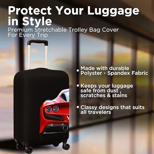 Image of Spendex Polyester Protective Luggage Cover | Hard Luggage Trolley Bag Cover | Washable | Dust Proof | Stretchable | M - 24 inch | Velocityy
