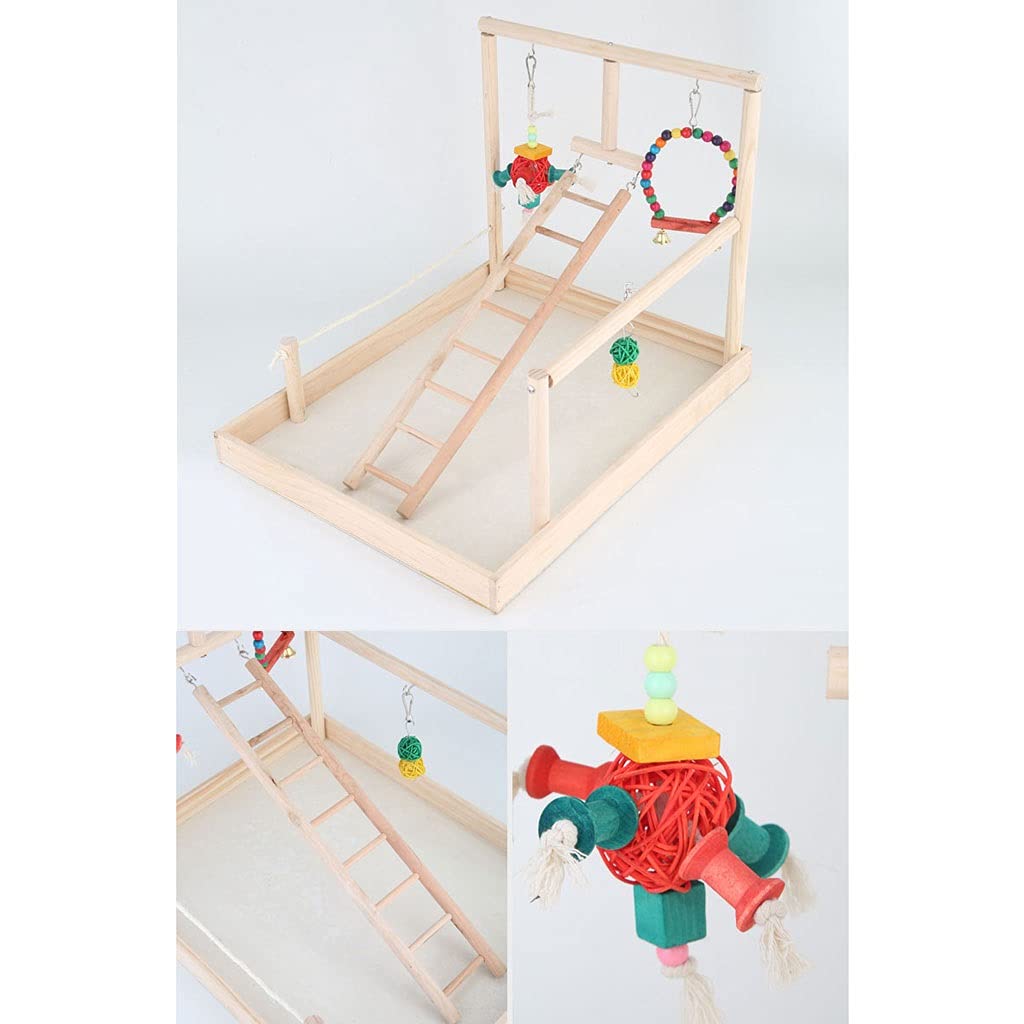 Jaula para Pájaro Parrot Rack Sólido Madera Entrenamiento Pájaro Pájaro Starling Xuanfeng Pequeño Sol Pájaro Jaula Pájaro Pájaro con Lado de Juguete Entretenimiento Lugar Pajarera ( Color : A )