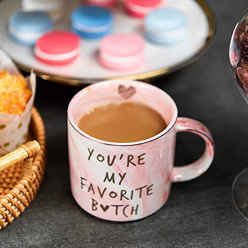 Best Friend Birthday Gifts For Women - Funny Friendship Gift For Bff, Bestfriend, Besties, Mom, Sister, Boss Woman, Big Sis, Sorority - You're My Favorite - Cute Pink Marble Mug, 11.5Oz Coffee Cup #TOP4