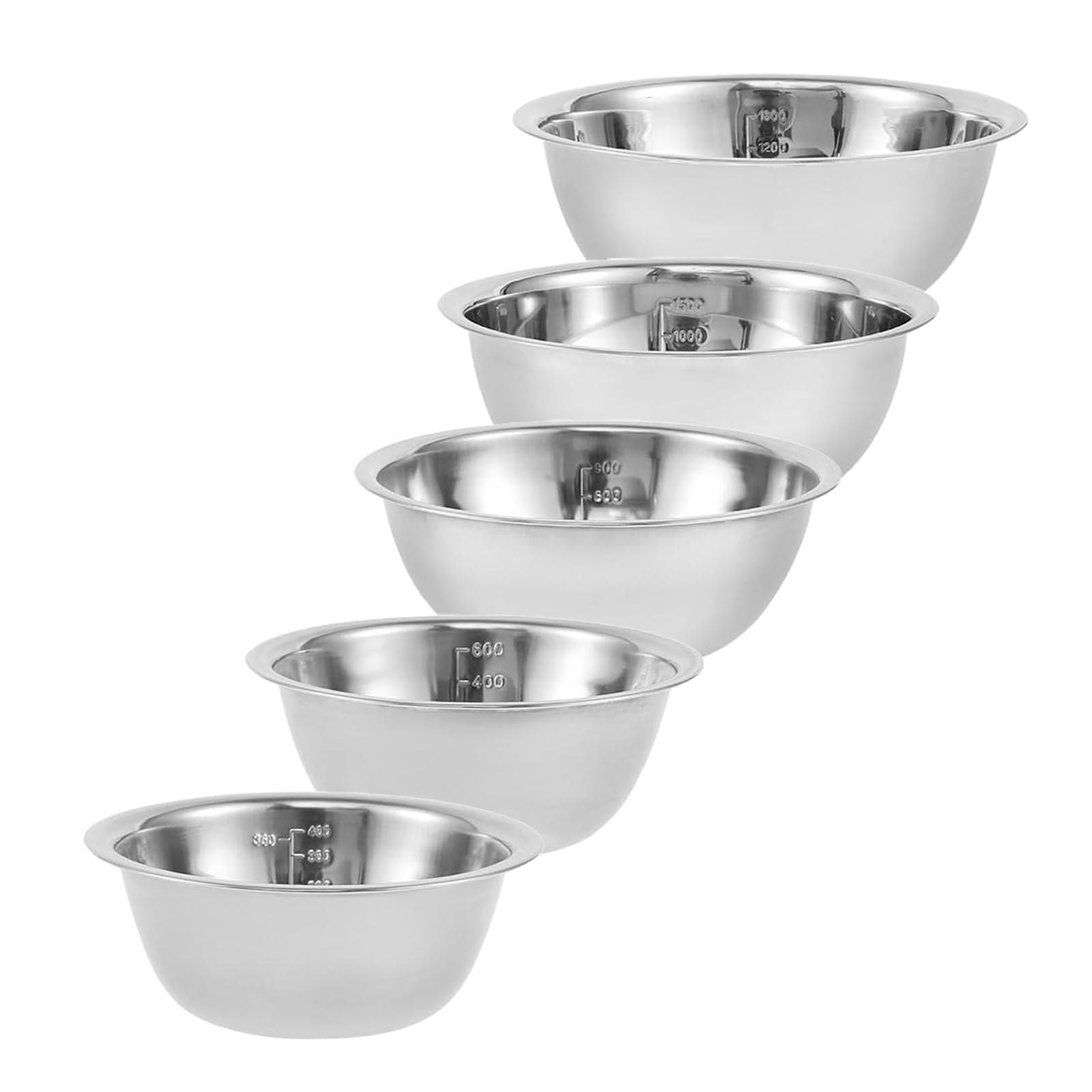 Hniuyun 5 Pcs Stainless Steel Mixing Bowls Set with Measurement Markers - Nesting, Stackable Kitchen Bowls for Baking, Cooking, Prepping & Storage