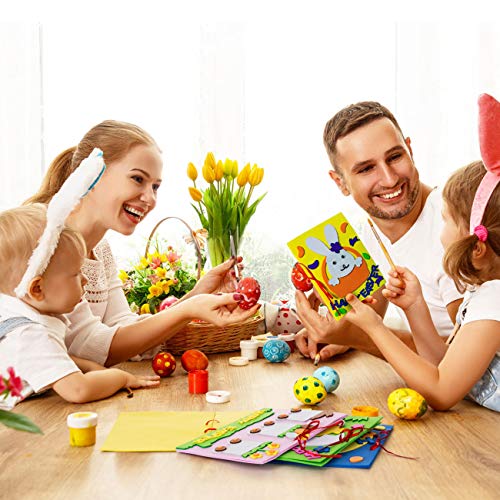 Easter Theme Greeting Cards Making Kit Cute Cartoon Invitation Card DIY Blessing Cards Handmade Material Package for Kids, 4pcs - Thumbnail 7