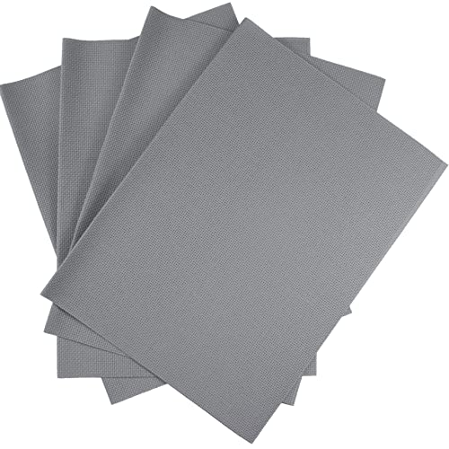 Image of KCS 4 pc of 12 inch x 18 inch 14CT Counted Cotton Aida Cloth Cross Stitch Fabric (Light Grey)