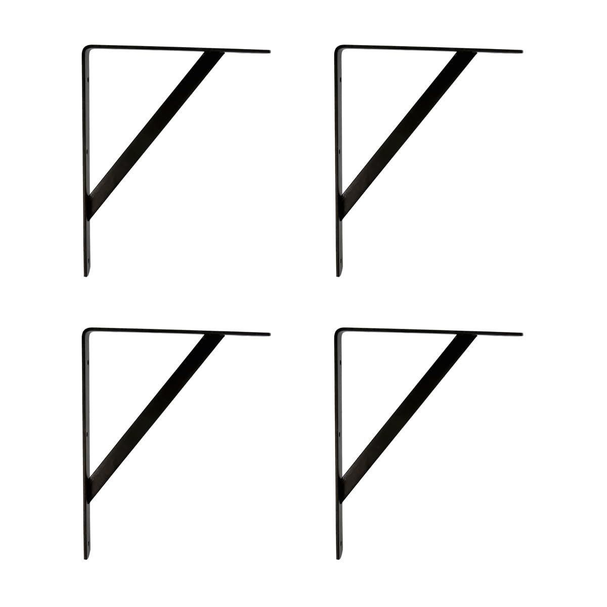 Amig Black Pack Of 4 Shelf Brackets Color Bracket For Shelves 400 X 275 Mm, Heavy-Duty Steel: Up To 225 Kg