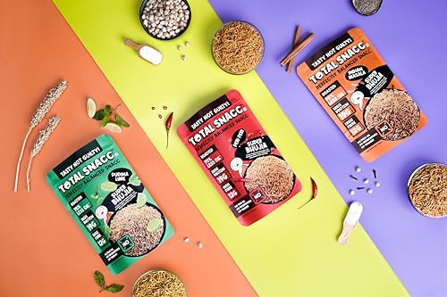 Image of TOTAL SNACC Roasted Bhujia Combo (250g x 3 Packs) | High Protein 19g , High Fibre 12g | 70% Less Oil | No Palm Oil | Indian Masala, Peri Peri & Pudina Lime | Healthy Snacks Combo | Millet Bhujiya | Baked Bhujia Sev | Baked Namkeen | Diabetic Friendly | Low Calorie