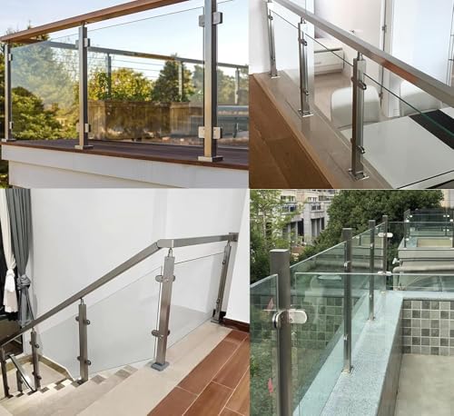 Clips de poste de barandilla de vidrio anticaídas para renovar pasamanos de escalera gris 5