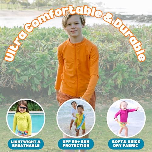 Image of SwimZip UPF 50+ Long Sleeve Rash Guard for Boys' and Girls' - Baby, Toddler, Kids