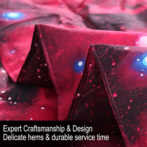 Uxcell Twin Comforter Set Galaxy Red For Twin Bed -3D Outer Space Themed Bedding - All-Season Down Alternative Quilted Duvet - Reversible Design- Includes 1 Comforter & 1 Pillowcase #TOP7