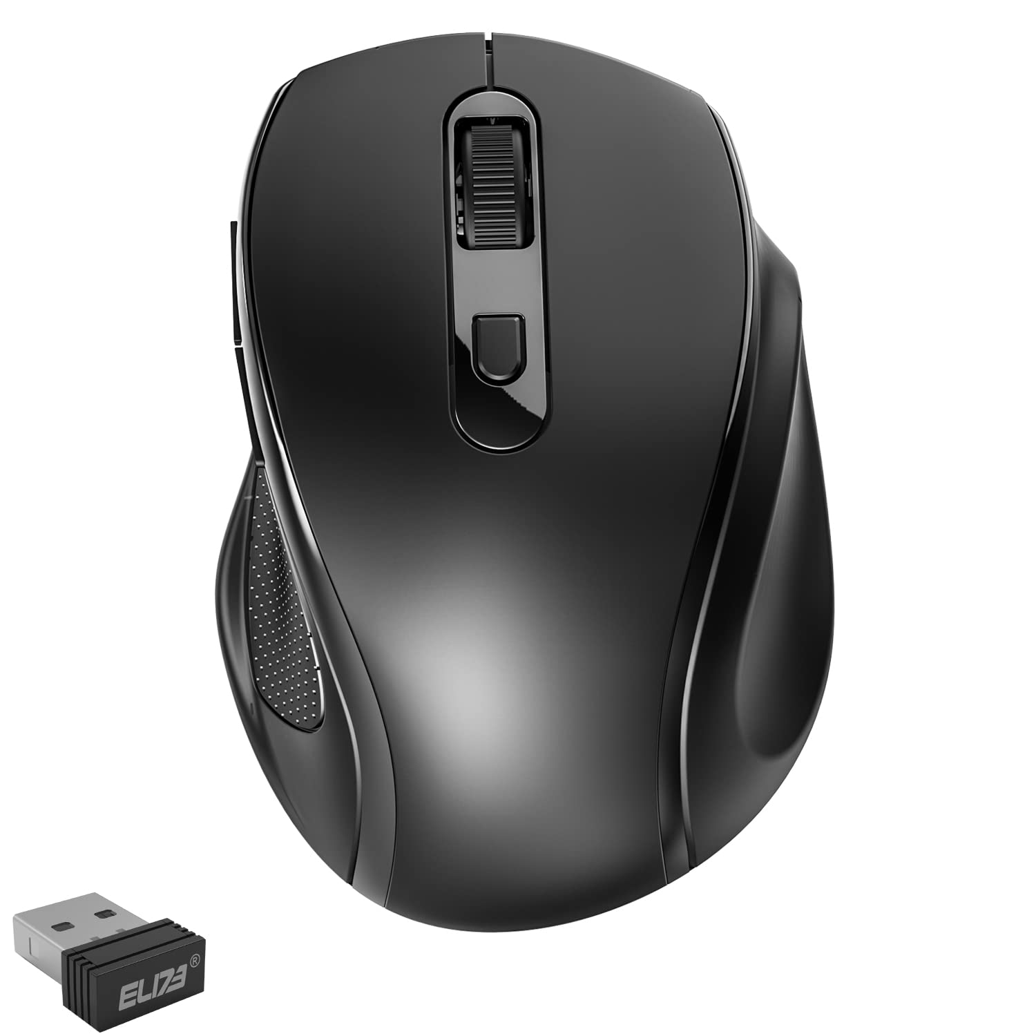 Wireless Mouse for Laptop, 3200 DPI Optical, 2.4G Ergonomic Computer Mouse, 24 Months Battery, 6 Buttons Cordless Mouse, Portable Optical USB Mouse for PC Windows Mac Chromebook (Black)