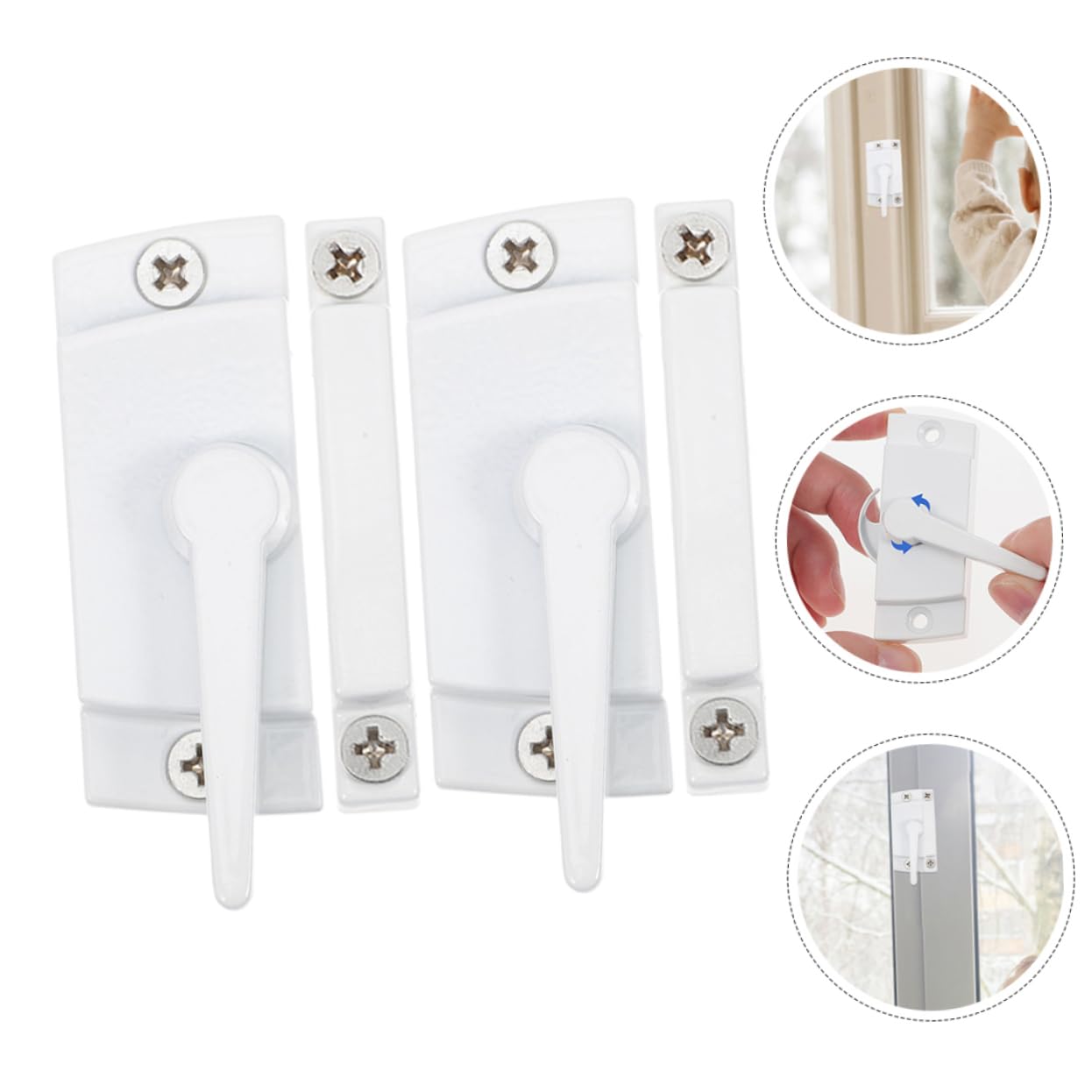 Uonlytech 10 Ensembles Serrure à croissant des produits récipient étanche serrure de porte coulissante verrou de porte coulissante poignées de contre-porte barres de sécurité pour fenêtres