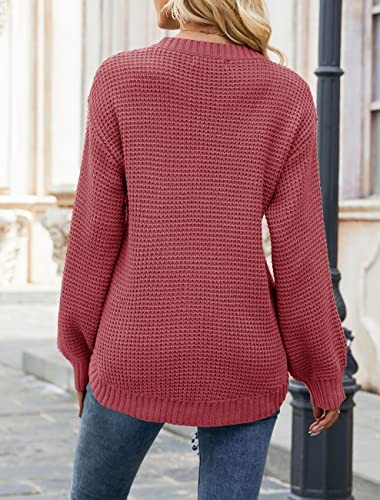 Image of MEROKEETY Women's Fall Long Sleeve Waffle Knit Oversized Sweater
