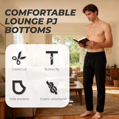 Image of U2SKIIN 2 Pack Men Cotton Pajama Pants Soft Lightweight Pj Bottoms