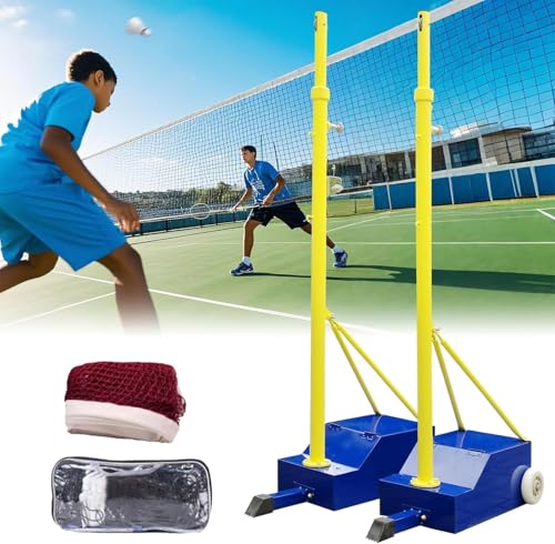 Adjuble Zestaw do siatkówki i siatki – przenośne kijki sportowe na świeżym powietrzu, 4 wysokości Adjuble (1,5 m-2,1 m), idealne do rodzinnej zabawy, gier na podwórku i imprez dium