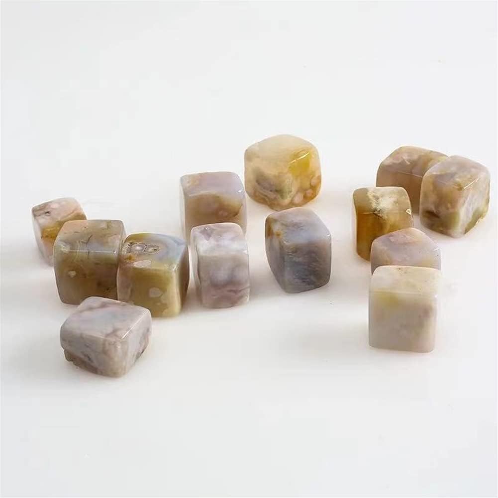 Stone 10pc 20mm-25mm Natural Flower Agate Cube Diamond Polish Crystal for Home Decoration Natural Stones Household