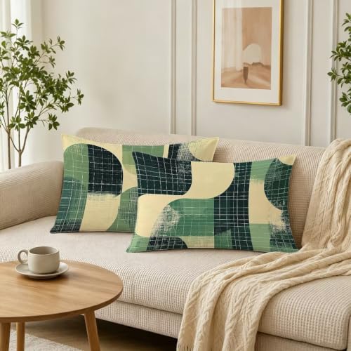 Fundas cojines rectangular 40x80 terciopelo verde juego de 2 fundas para almohada de cama 3