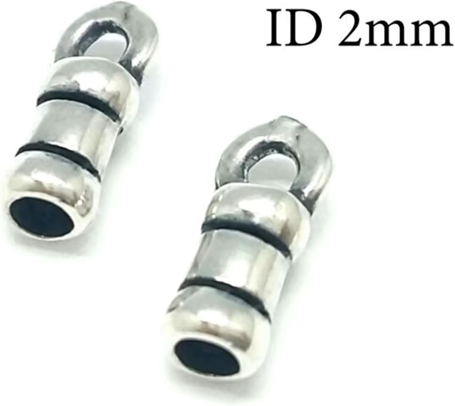 Sterling Silver Crimp End Cap with Loop - 2mm Inside Diameter - Secure Finish for Various Jewelry Projects