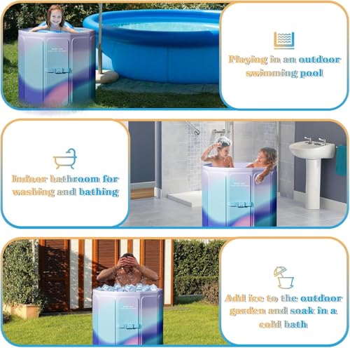 Image of Luteti Portable Bathtub 3s Opening and Closing, Soaking Bathtubs for Adults Freestanding Home Spa, Collapsible Bath Tub Ideal for Hot /Cold Baths