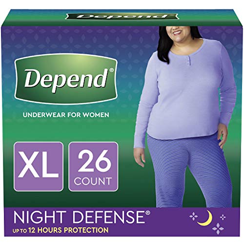 Depend Night Defense Incontinence Underwear for Women, Disposable, Overnight, XL, Blush, 26 Count
