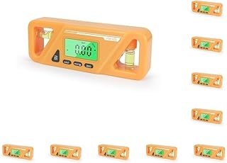 Juego de 10 transportadores digitales profesionales alimentados por pilas de color sólido para metalurgia inclinómetro graduador ángulo regla retroiluminación amarillo