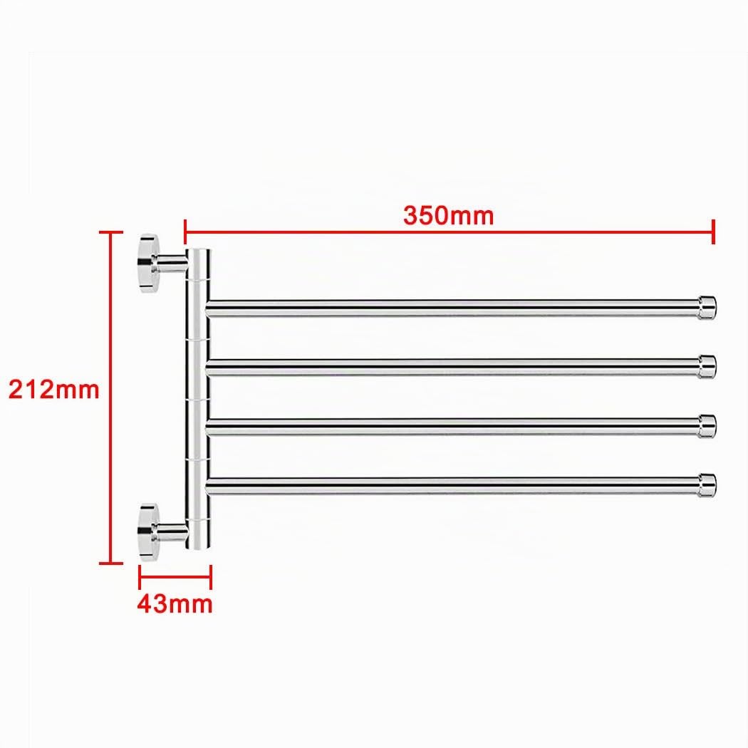 Porte Serviettes Mural 180° Serviette Support Porte-Serviettes Acier Inoxydable Barre à Serviettes Chrome (4-armer)