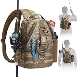 Piscifun Fishing Tackle Backpack with Rod & Gear Holder, Lightweight Outdoor Fishing Tackle Storage Bag, Hiking, Hunting, Khaki Camouflage